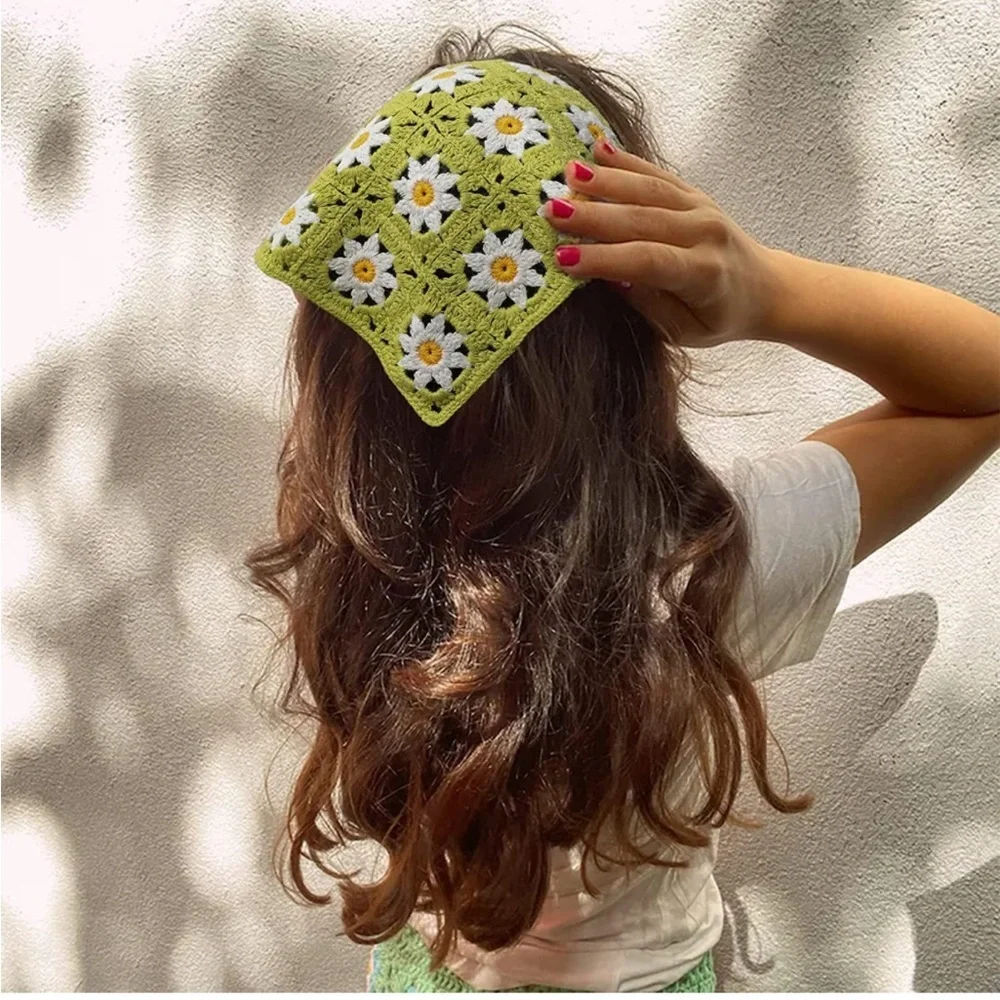 New🌟Anthropologie-Floral Crochet Hair Scarf